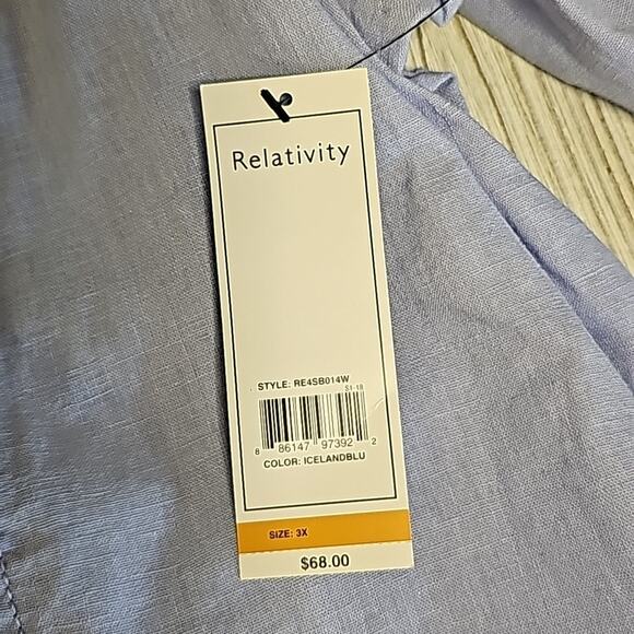 Relativity Button Down Linen Blend Top Shacket Womens Plus Size 3X NWT - Picture 7 of 11